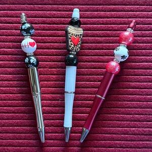 Handcrafted set of 3 I love coffee and pets beaded pens